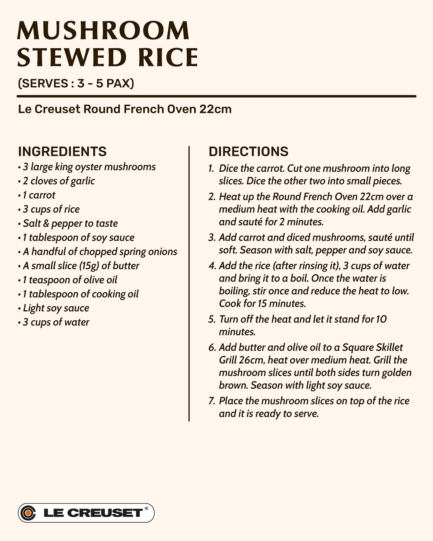 Recipe | Cast Iron Recipes | Casserole Recipes | Mushroom Stewed Rice ...